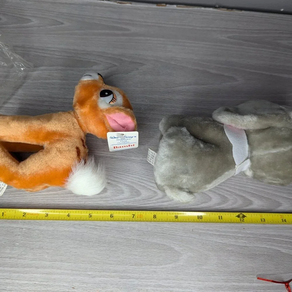 Vintage 1980s Disney Bambi & Dumbo Plush In Original Packaging with Tags 7